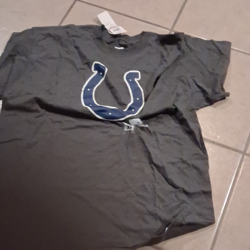 Gray T-Shirt with Blue Horseshoe Logo Colts NfL Xl Team Apparel Tshirt
